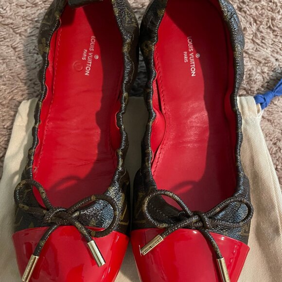 LV Ballerina Flats made in Italy, size 39 IT (US size 9), barely used, like new - Picture 3 of 7